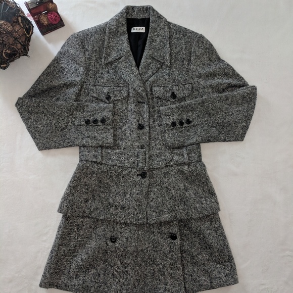 BCBG Paris Vintage 2pc Wool Set Blazer 6 Skirt 4 - Picture 2 of 8